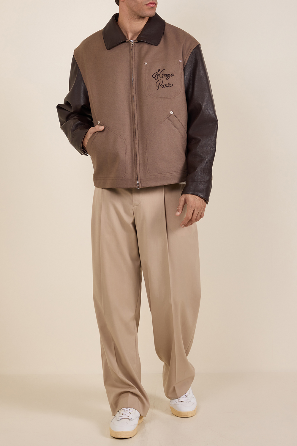 ז'קט צמר ועור